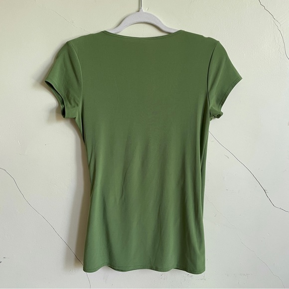 olive green slinky surplice cap sleeve top medium - Picture 3 of 3